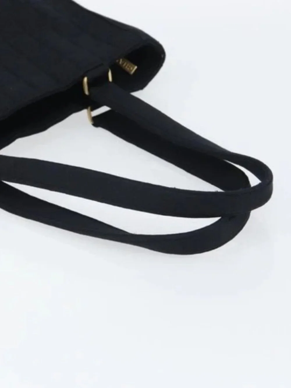 CHANEL Tote Bag Cotton Gold Black CC Auth mr1967